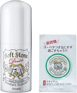 【Amazon.co.jp 限定】【準藥物】 デオナチュレ 腋下用 直塗止汗劑 軟石W 無香 1個(20g)附輕盈粉末香包