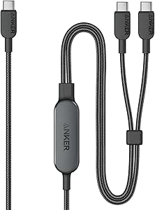 Anker USB-C & USB-C 線纜 (2合1,140W) 快速充電 USB 2.0 iPhone 17 / 16 / 15 Galaxy S25 / S24 / S23 MacBook Air/Pro iPad 相容 (1.2米 黑色)