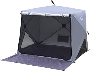 Campers Collection 山善 只需像傘一樣展開即可快速帳篷 全封閉式 網眼 3-4人用 簡單設定 彈出式帳篷 灰灰色 PATC-150(AG)