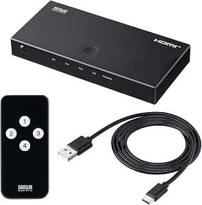 Sanwa Direct HDMI轉換器 4輸入1輸出 4K/60Hz HDR 帶遙控器 選擇器 開關 400-SW043 | 切換器 HDMI切換器 投影儀 顯示器 電視