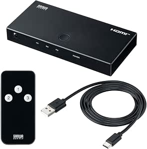 Sanwa Direct HDMI轉換器 3輸入1輸出 4K/60Hz HDR 帶遙控器 選擇器 開關 400-SW042 | 切換器 HDMI切換器 投影儀 顯示器 電視