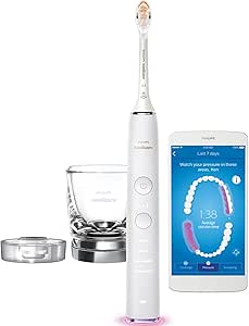 飛利浦 電動牙刷 Sonicare DiamondClean 智慧 (附充電器玻璃杯) HX9911/66 白色 【Amazon.co.jp 限定】