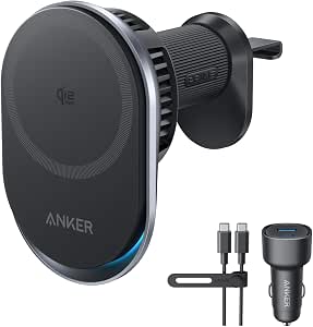 Anker Prime 無線車載充電器 (MagGo, AirCool, Pad) 黑色 Qi2 25W 支援 無線充電器 車用 空調口安裝 MagSafe 支援 iPhone 17 系列 iPhone Air 支援. 附贈 60W 車載充電器 手機支架
