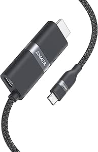 Anker Nano USB-C & HDMI 電纜 (4K, 高耐久尼龍, 140W) 0.9m