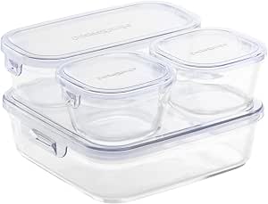 【Amazon.co.jp限定】 iwaki 耐熱玻璃 儲存容器 藍色 4件套 包裝與尺寸 F-PRN4BL2
