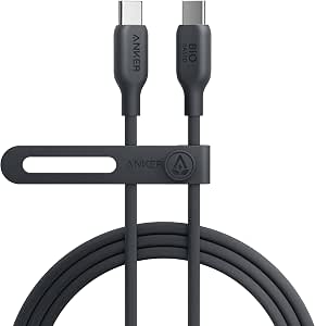 Anker 543 環保 USB-C & USB-C 資料線 植物材料 240W 快速充電 iPhone 16 / 15 MacBook Pro iPad Pro iPad Air 5 Galaxy S24 相容 (1.8米 黑色)