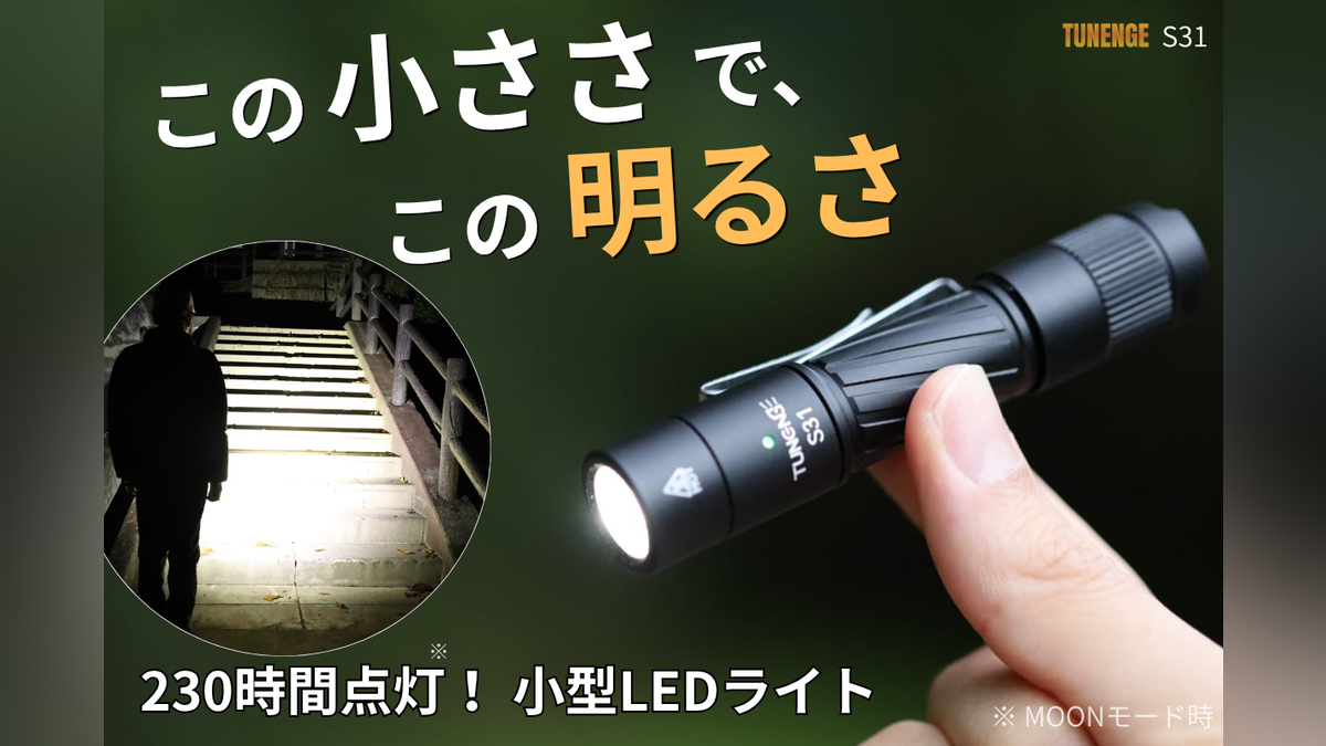 【充電池與乾電池皆可用】10cm尺寸。強力照明的小型LED手電筒