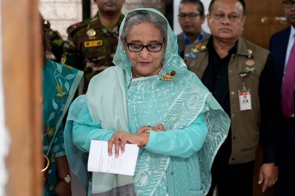 Sheikh Hasina pictured in January last year, before her ousting as Bangladesh’s prime minister. Photo: AP