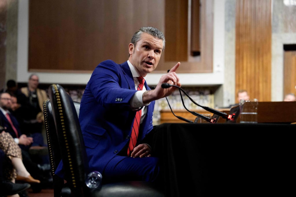 Pete Hegseth speaks during a Senate Armed Services confirmation hearing on Capitol Hill on Tuesday in Washington. Photo: Getty Images via AFP