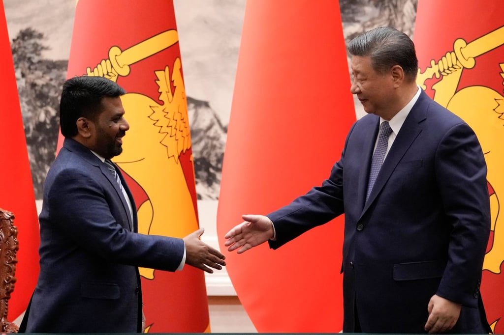 Sri Lankan President Anura Kumara Dissanayake (left) shakes hands with his Chinese counterpart Xi Jinping at the Great Hall of the People in Beijing on January 15. Photo: AFP