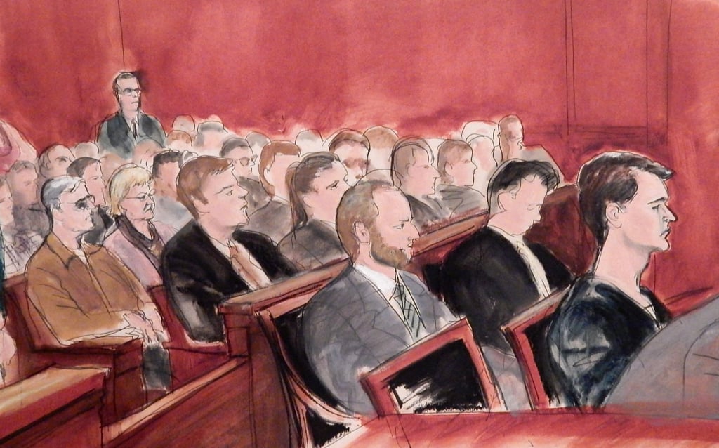 Ross Ulbricht, right, in federal court in New York for sentencing in 2015. Illustration: Elizabeth Williams via AP