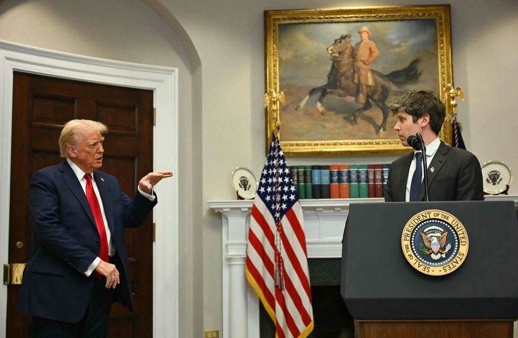 US President Trump and OpenAI chief executive Sam Altman. Photo: AFP