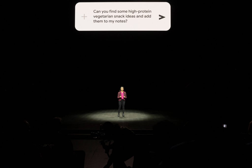 Sissie Hsiao, vice-president of Google Gemini Experiences, speaks about AI during the Samsung’s Galaxy event. Photo: Reuters