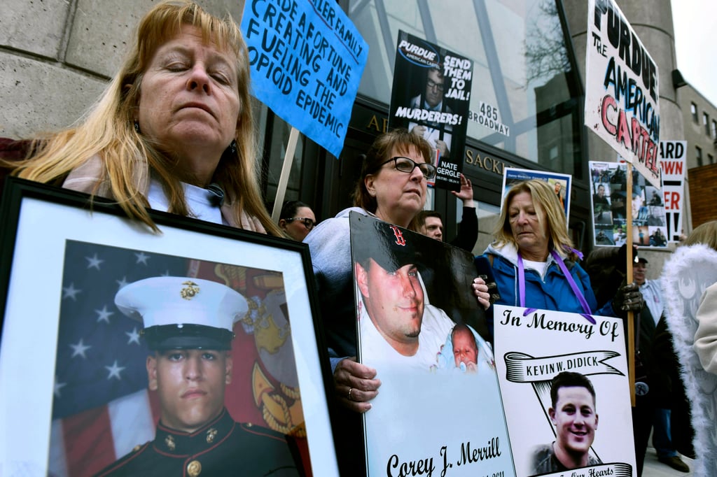 Protesters in front of the Arthur M. Sackler Museum at Harvard University in 2019. File photo: AP