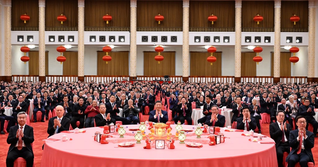 Xi Jinping made the speech at a Lunar New Year reception in Beijing. Photo: Xinhua