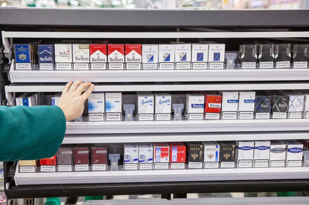 Cigarettes on sale in Moscow. A Ukrainian government report revealed that Japan Tobacco contributed US$182.3 million in taxes to the Russian government in 2023. Photo: Shutterstock