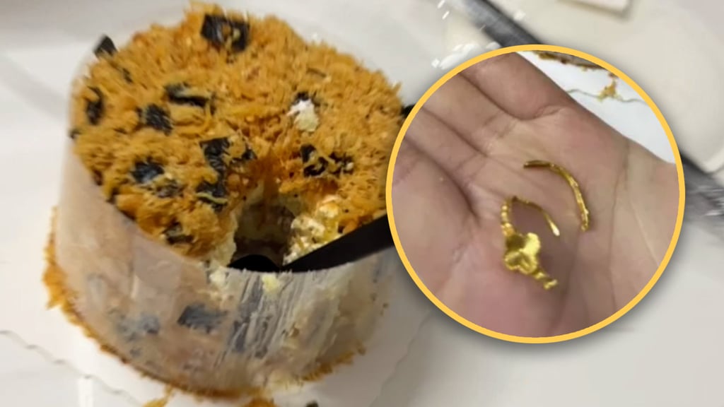 A Chinese man was stunned when his ring-in-cake surprise marriage proposal went wrong as his girlfriend almost ate the love token. Photo: SCMP composite/Douyin