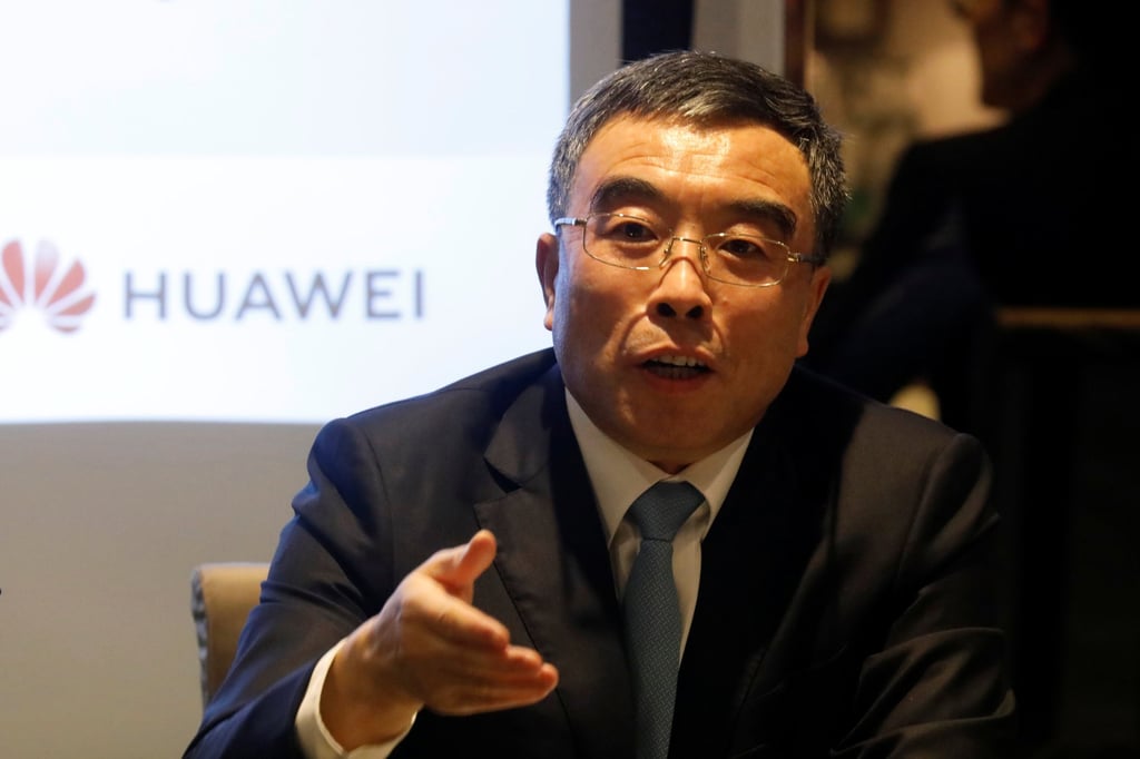 Huawei chairman Liang Hua speaks during a news conference on February 27, 2020. Photo: Reuters