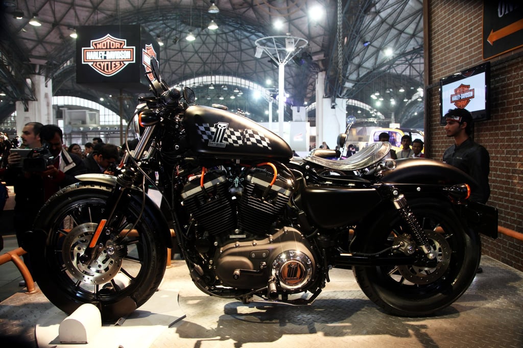 A Harley-Davidson motorcycle is seen on display at an expo in New Delhi in 2012. Photo: EPA-EFE