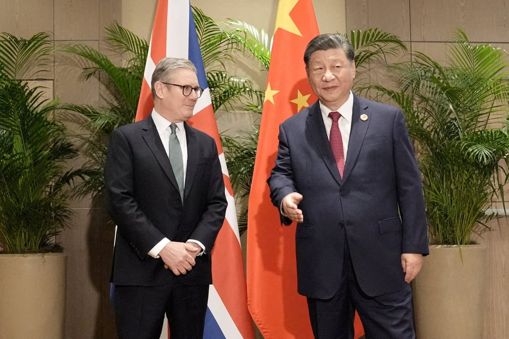 British Prime Minister Keir Starmer and Chinese President Xi Jinping meet on the sidelines of the G20 summit in Rio de Janeiro, Brazil in November. Photo: Pool via Reuters