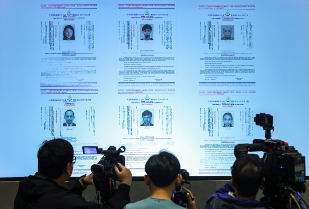 Hong Kong authorities have placed HK$1 million bounties on a number of overseas-based activists. Carmen Lau is shown top left. Photo: Jelly Tse