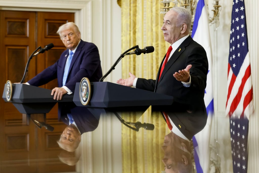 US President Donald Trump and Israeli Prime Minister Benjamin Netanyahu during a press conference in the White House on February 4 in which they discussed Iran’s nuclear programme. Photo: EPA-EFE