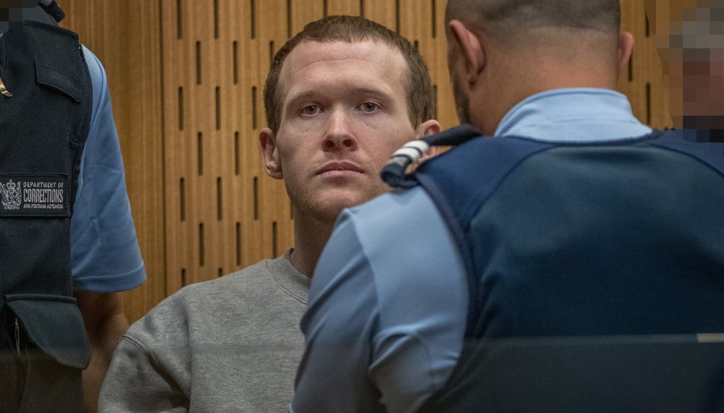 Christchurch mosque shooter Brenton Tarrant seen in court in 2020. Nick Lee Xing Qiu came to idolise Tarrant, Singapore’s Internal Security Department said. Photo: Fairfax/dpa