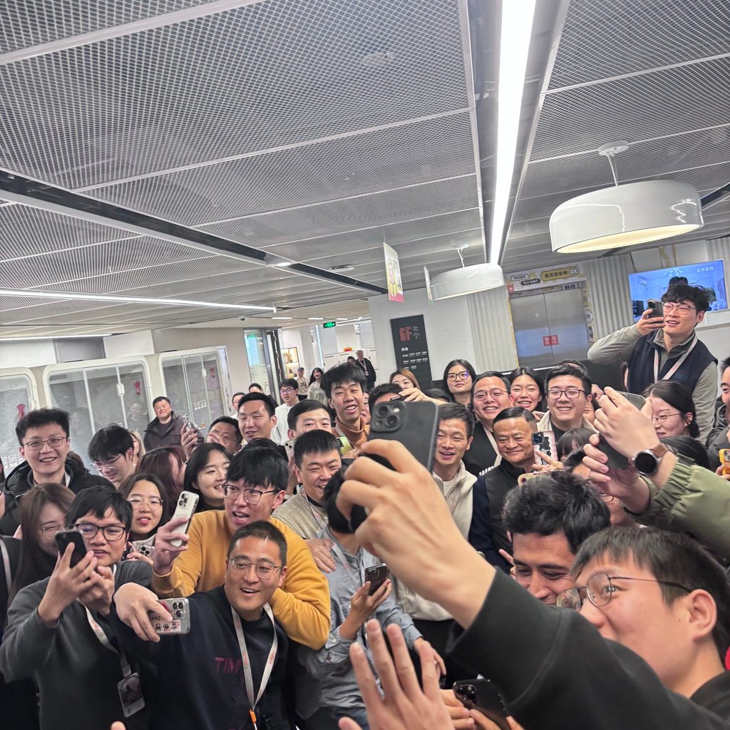 Xianyu employees pose for a selfie with Ma. Photo: Handout