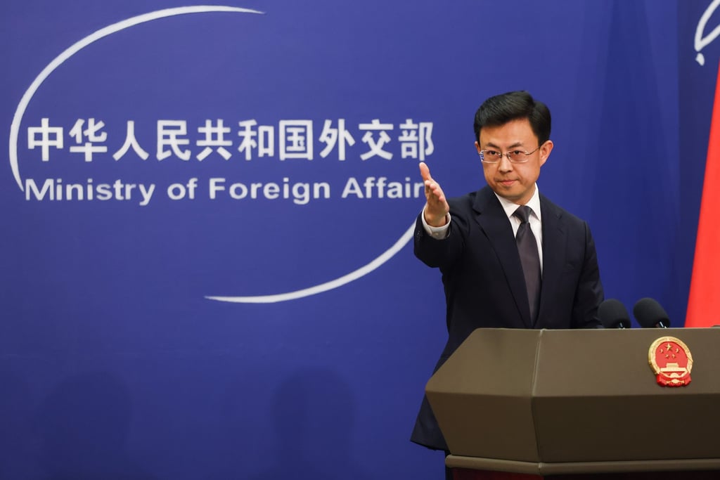 Chinese Ministry of Foreign Affairs spokesman Guo Jiakun speaks at a press conference in Beijing last month. Photo: EPA-EFE
