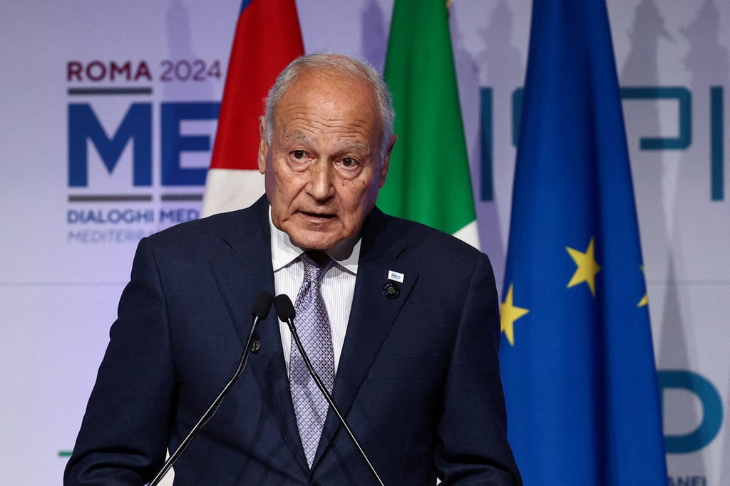 Arab League Secretary General Ahmed Aboul Gheit speaks during the Mediterranean Dialogues conference in Rome, Italy, November 25, 2024. Photo: Reuters