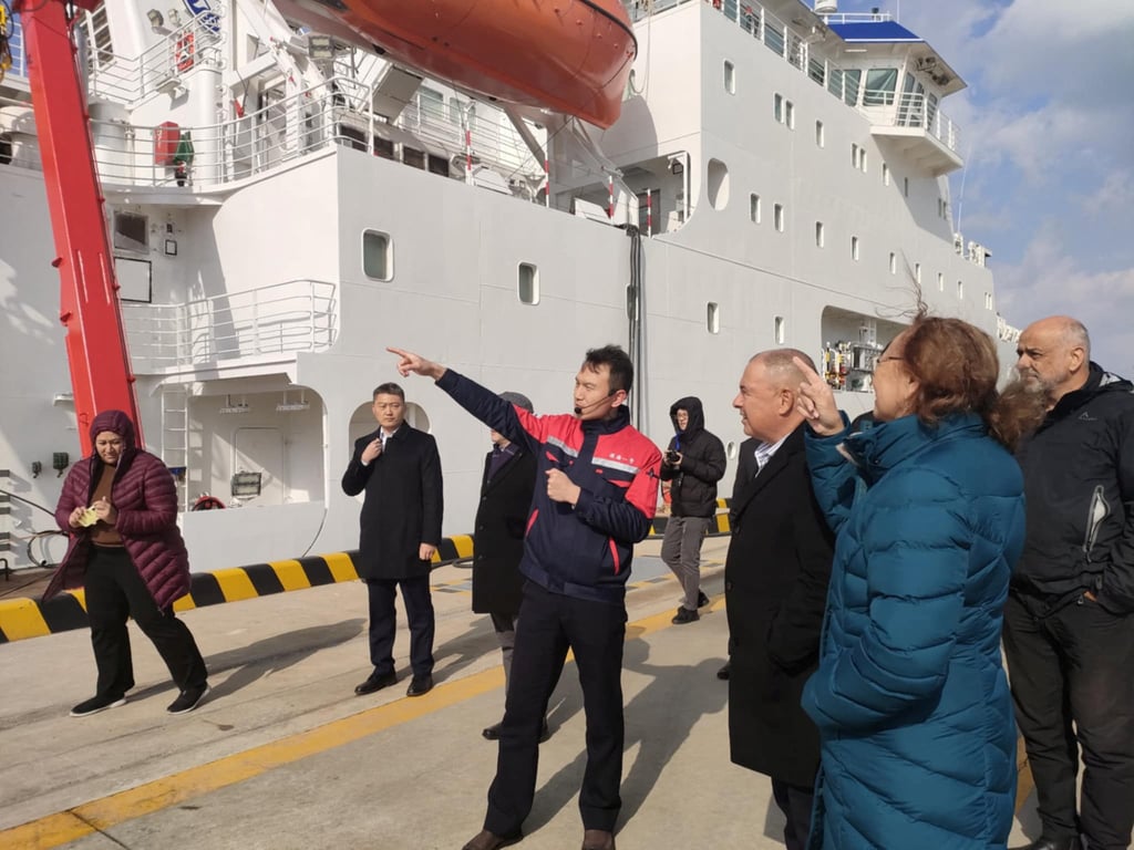 Cook Islands’ Prime Minister Mark Brown (third right) is shown around the National Deep Sea Centre in Qingdao, Shandong province, earlier this week. Photo: Facebook via Reuters