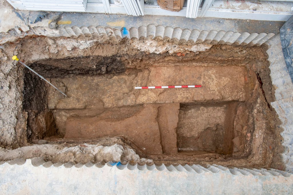 Excavations in the basement uncovered flint, brick and ragstone walls. Photo: MOLA via AP