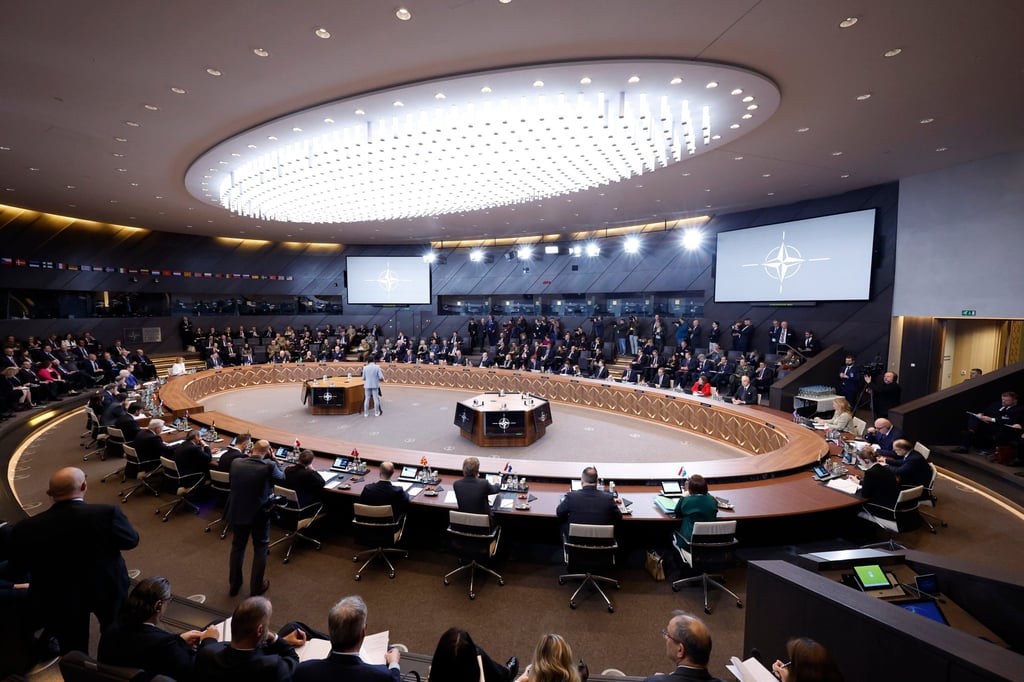 A meeting of the North Atlantic Council at Nato headquarters in Brussels on Thursday. Photo: AP