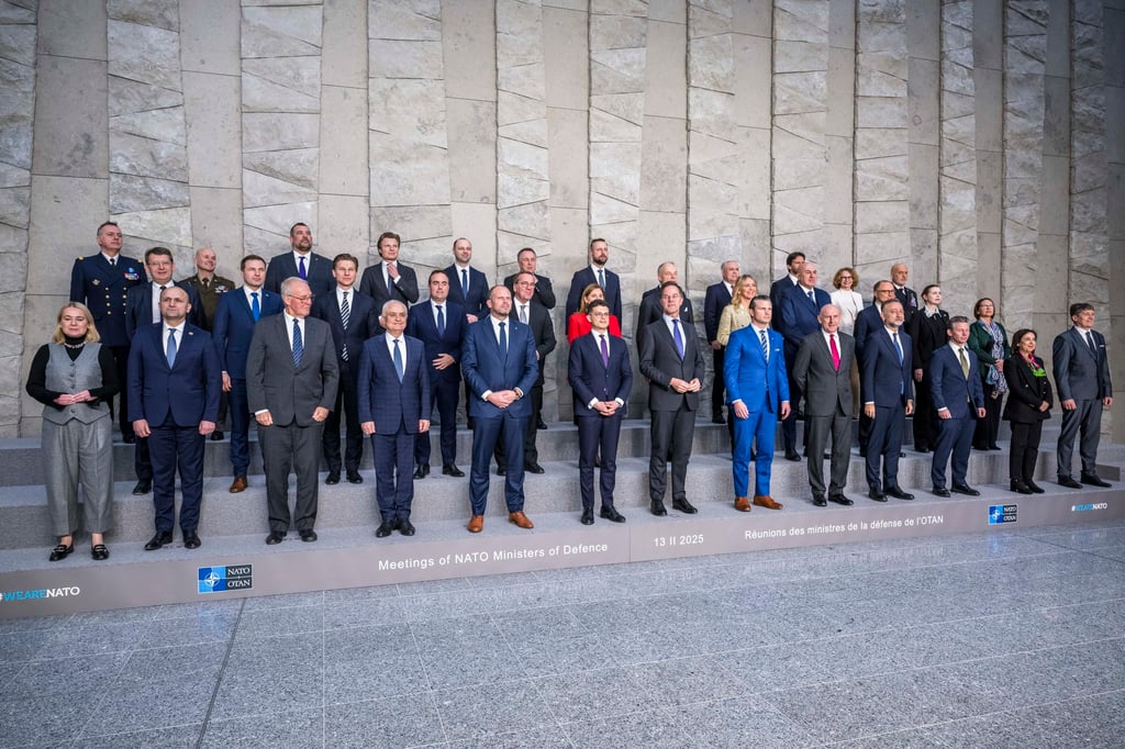 Nato defence ministers gather for the official family photo at Nato headquarters. Photo: Wiktor Dabkowski/ZUMA Press Wire/dpa