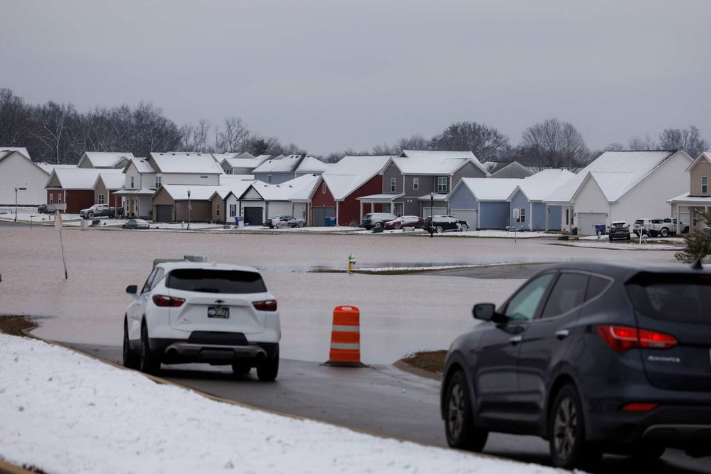 A flooded housing estate after a rainstorm outside of Bowling Green, Kentucky. Photo: AFP