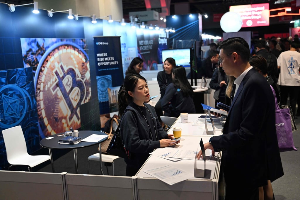 Visitors on the floor of Consensus Hong Kong, which kicked off its main events on Wednesday. Photo: AFP