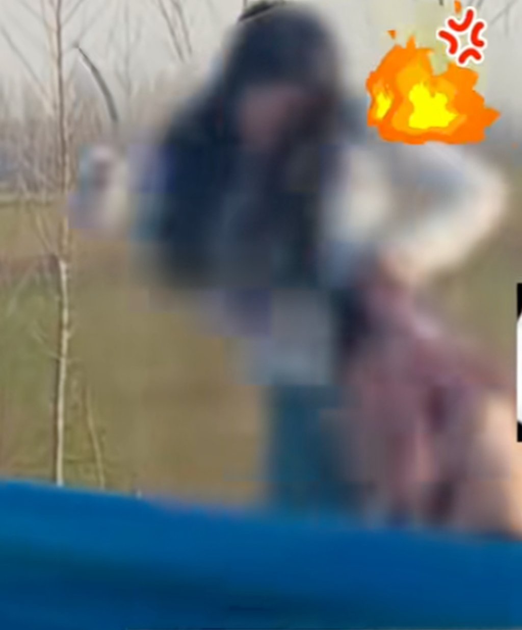 A viral online video shows the mother beating her son with a stick at the side of the road. Photo: Douyin