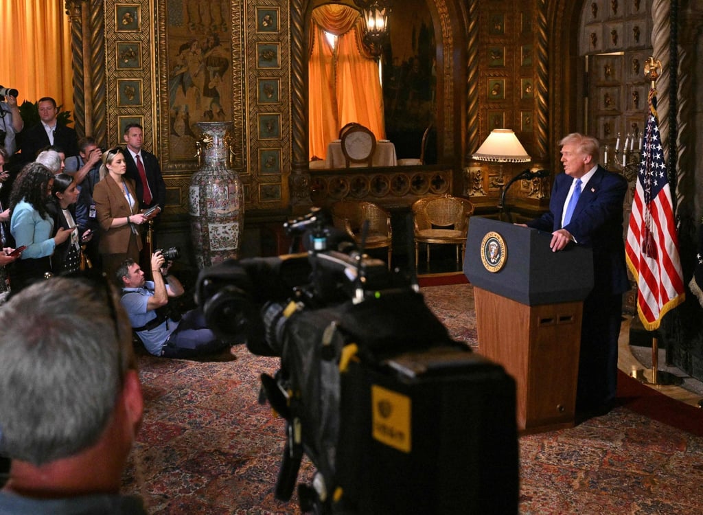 US President Donald Trump at his Mar-a-Lago resort in Florida on Tuesday. Photo: AFP