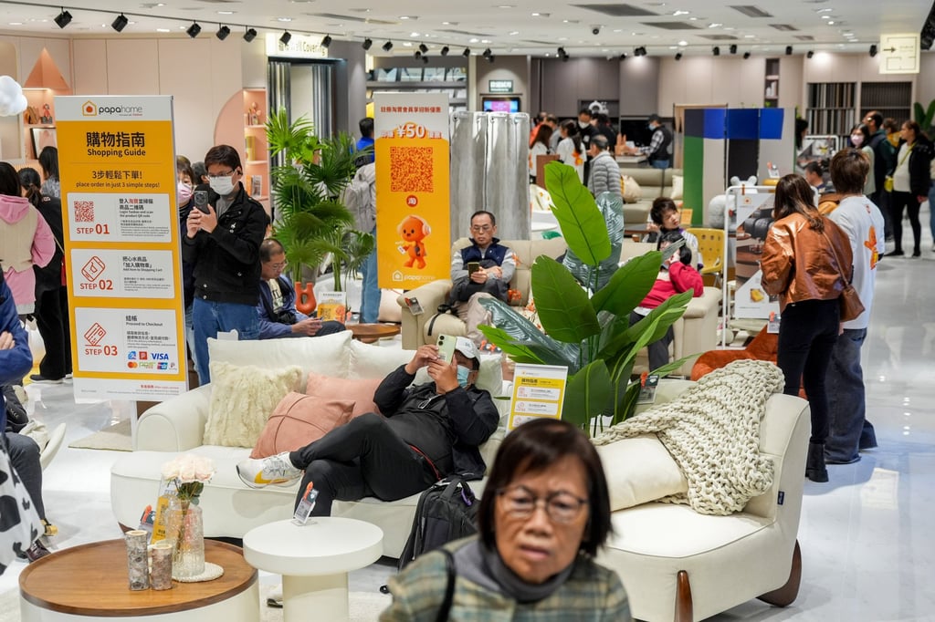 Customers browse products on display at PapaHome in Tsim Sha Tsui. Photo: Eugene Lee