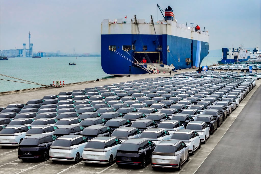 Xpeng kicked off global shipments of the X9 in Guangzhou, Guangdong province, on Saturday. Photo: Handout