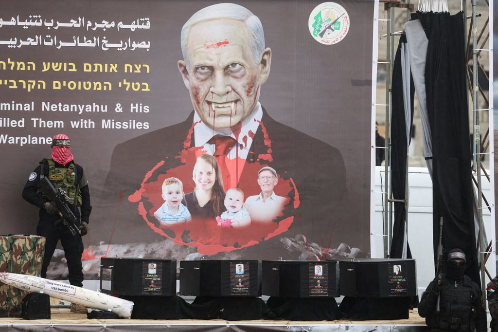 The remains of members of the Bibas family were returned last week. Photo: Reuters
