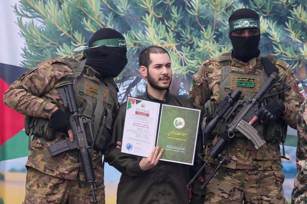 Israeli hostage Eliya Cohen before his release from Gaza on Saturday. Photo: Reuters