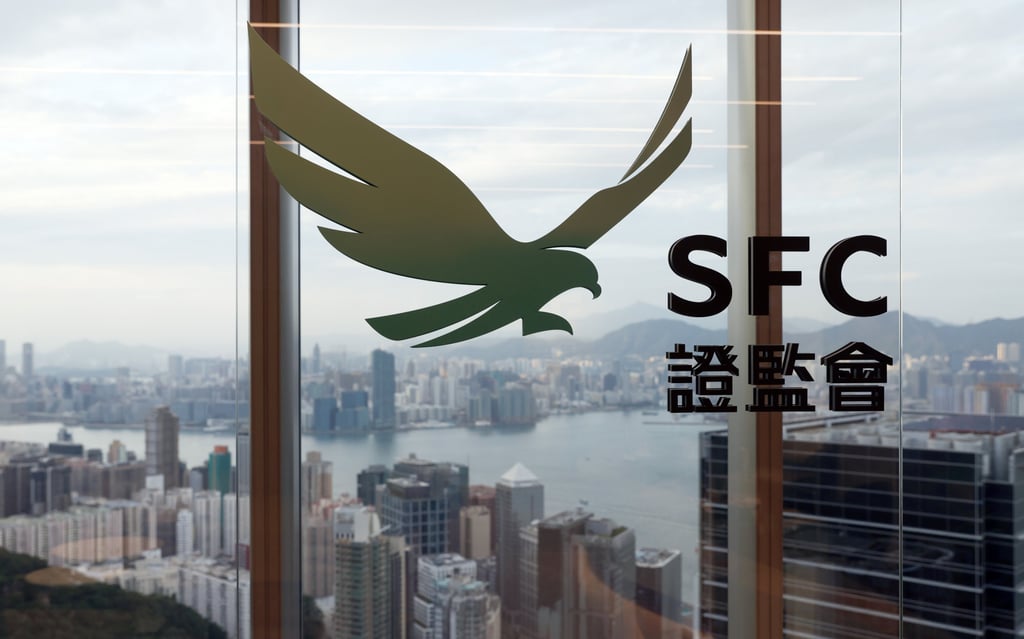 The logo of the Securities and Futures Commission at its office in Quarry Bay. Photo: Yik Yeung-man