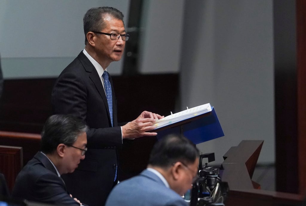 Financial Secretary Paul Chan Mo-po delivers the Budget 2025-26 speech in the Legco chamber on February 26. Photo: Elson Li