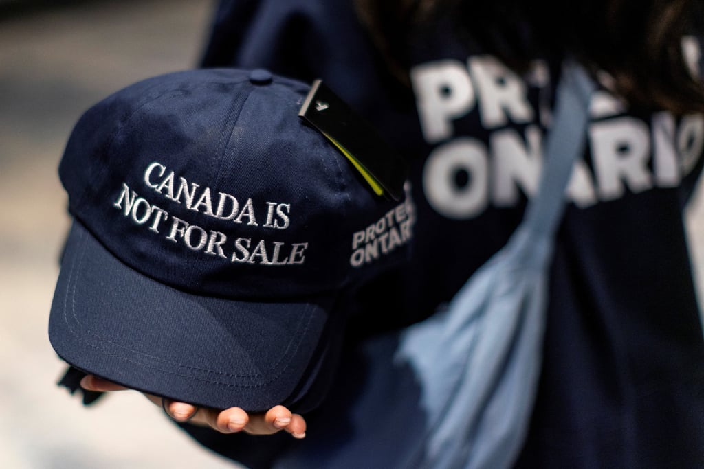A cap with a message at Doug Ford’s election night party. Photo: Reuters