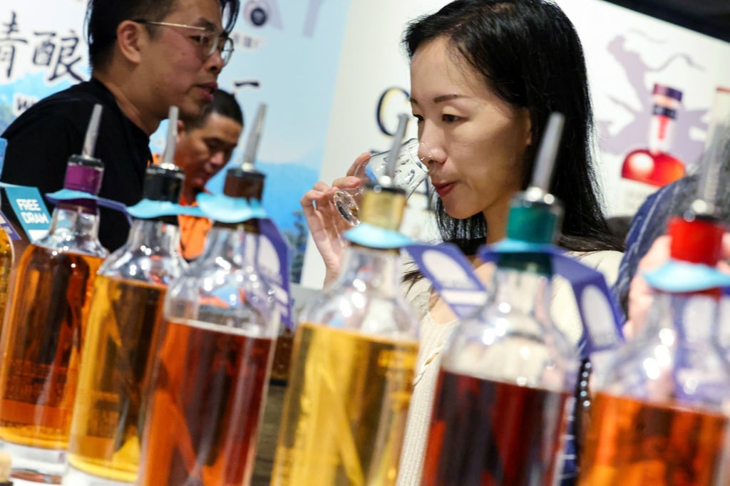 A woman at a whisky tasting during the 2024 Whisky Bar Show Hong Kong at K11 Musea. Photo: Dickson Lee