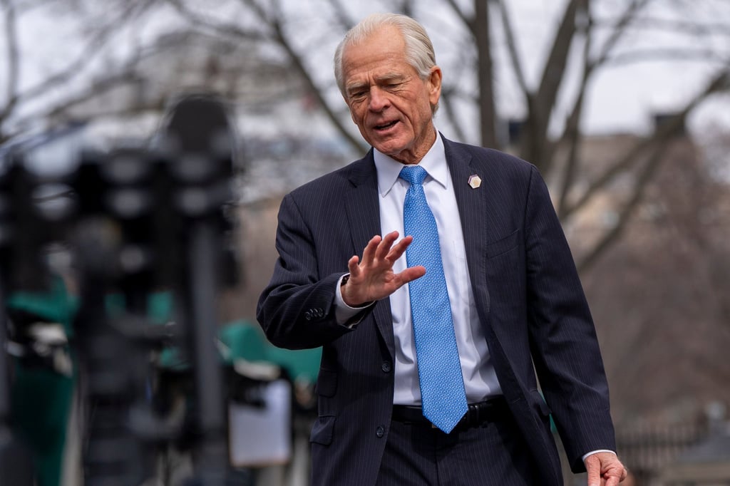 White House trade adviser Peter Navarro speaks with reporters at the White House on February 25. Photo: AP