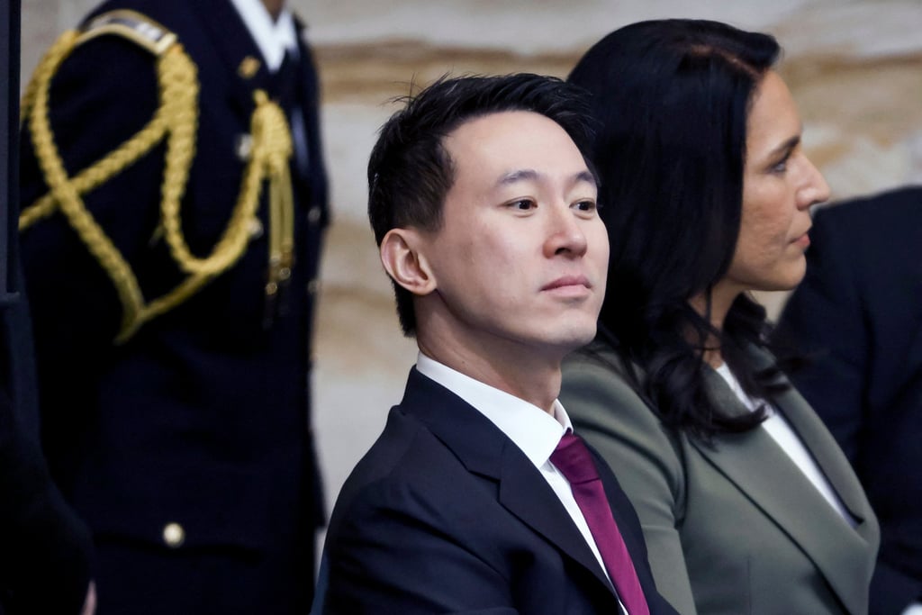 TikTok chief executive Chew Shou Zi, centre, attends the inauguration ceremony of US President Donald Trump in the US Capitol Rotunda in Washington, DC, on January 20, 2025. Photo: TNS