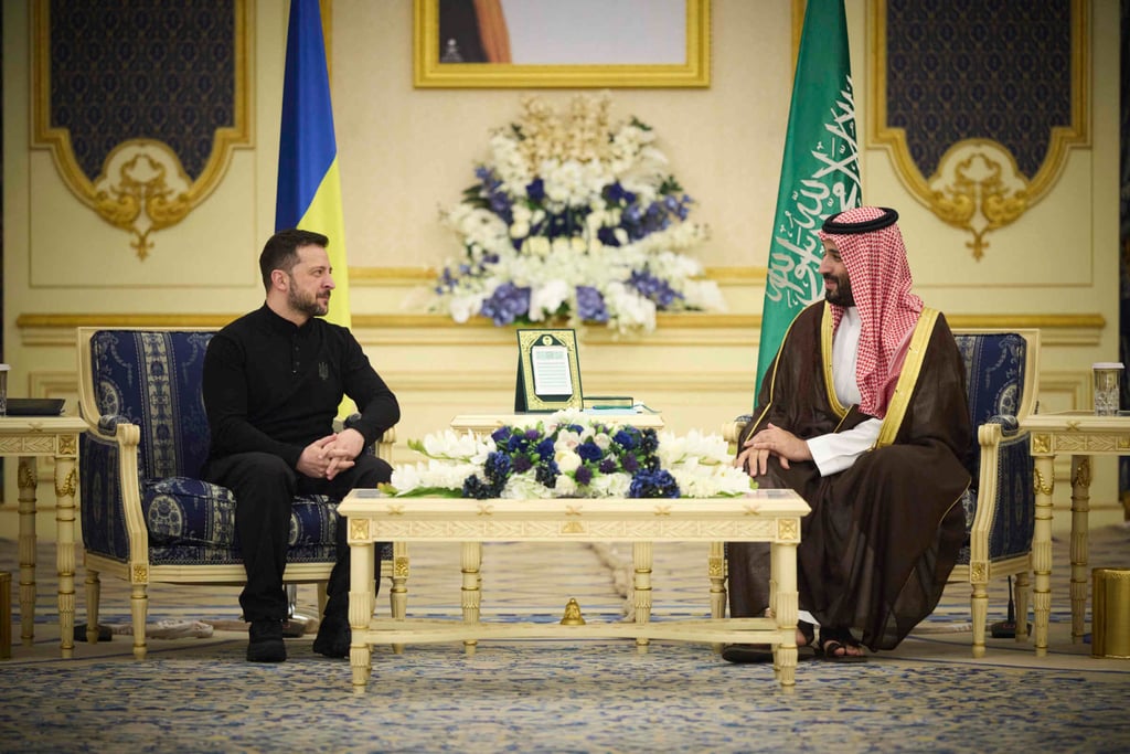 Ukrainian President Volodymyr Zelensky meeting with Saudi’s Crown Prince Mohammed bin Salman. Photo: Ukrainian Presidential Press Office via AP