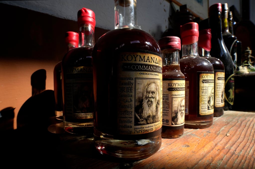 Bottles of Commandaria wine on a table at the Karsera Winery in the village of Dhoros, in Cyprus. The wine is said to have been served to royalty for centuries. Photo: AP